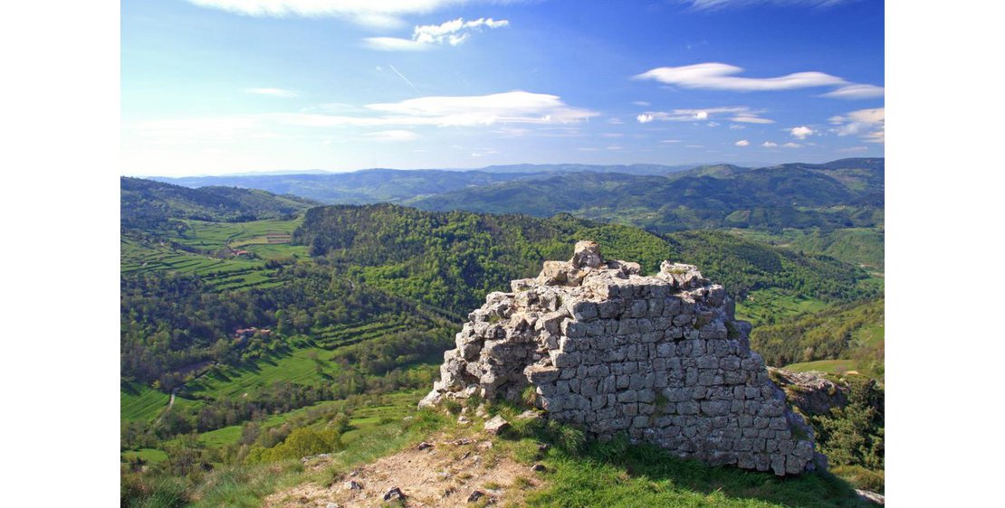 Foto ruïnes van het kasteel van Rochebloine